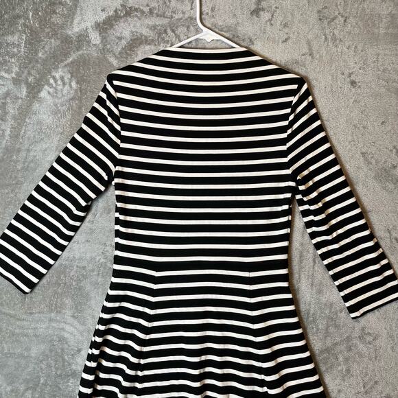 Kate Spade‎ Broome Street Black & White Stripe Fit & Flare Dress Size Small - Picture 3 of 8